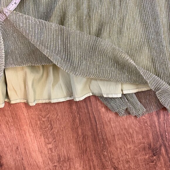 GREYLIN Sage  Green Delilah Shoulder Tie Plisse Maxi Dress Sz M - Picture 12 of 13